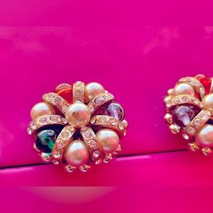 Multicolored CLIP-Earrings for evening gowns /fashion jewelry